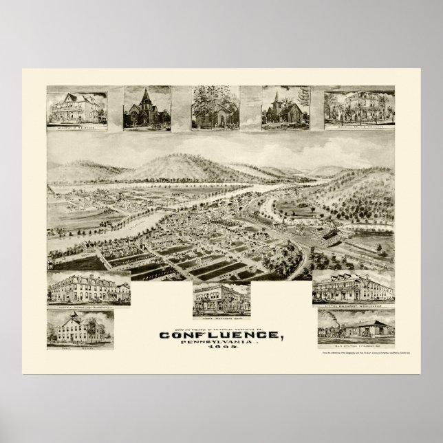 Póster Confluencia, Mapa Panorámico PA - 1905 (Frente)