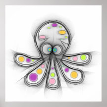 Confused cute octopus poster
