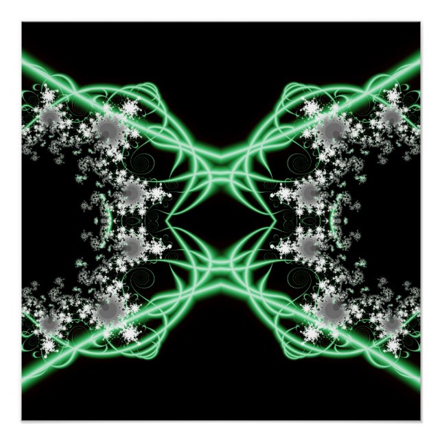 Póster Confusión | Arte fractal verde y blanco (Anverso)