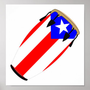 Póster Conga Flag Puerto Rico