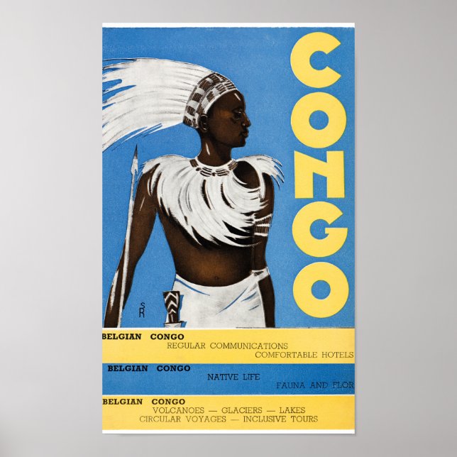 Póster Congo Vintage Travel Poster Restored (Frente)