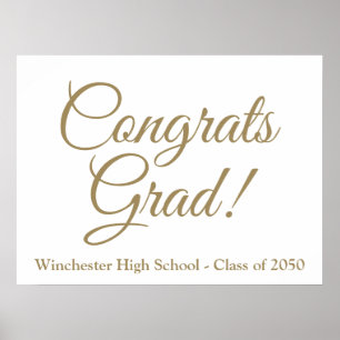 Póster Congrats Clase de guión de personalizado de oro bl