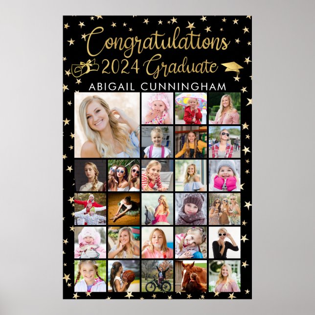 Póster Congrats Grad 27 Collage de fotos Relieve metaliza (Frente)