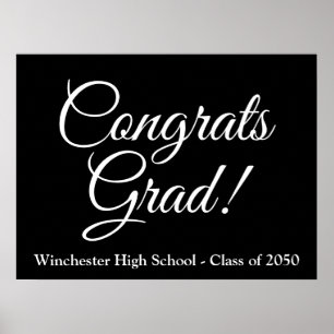 Póster Congrats Grad clase de guión de personalizado blan