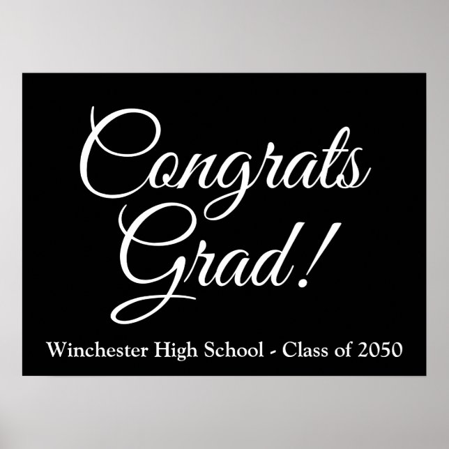 Póster Congrats Grad clase de guión de personalizado blan (Frente)