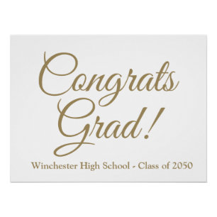 Póster Congrats Grad clase de guión oro año elegante