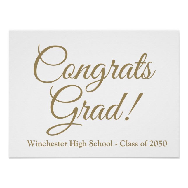 Póster Congrats Grad clase de guión oro año elegante (Anverso)
