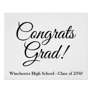 Póster Congrats Grad clase de guión personalizado negro b