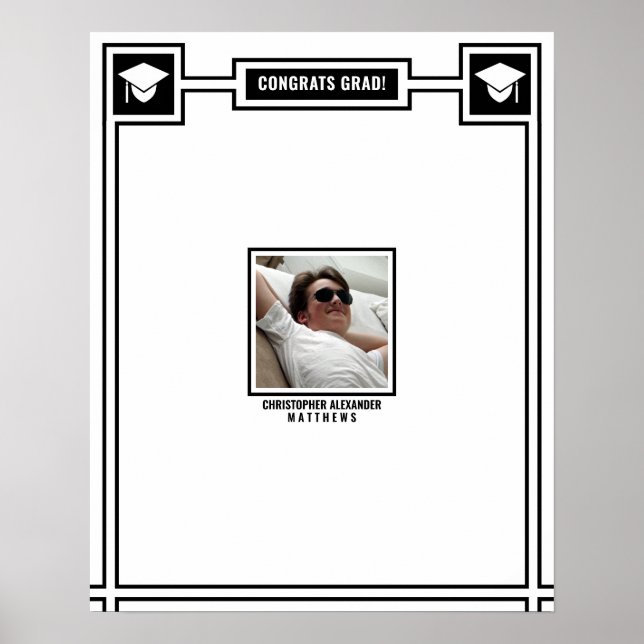 Póster Congrats Graduate Foto Firma negra grande (Frente)