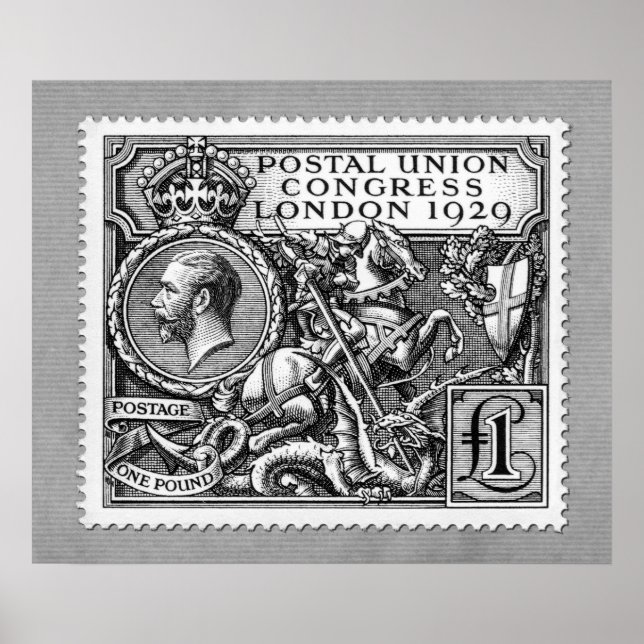 Póster Congreso de la Unión Postal de 1929 Sello Postal d (Frente)
