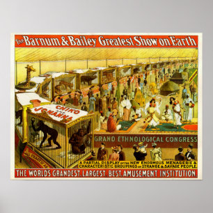 Póster Congreso etnológico magnífico Barnum y circo de