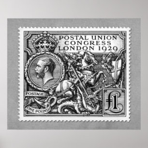 Póster Congreso postal 1929 de la unión sello de 1 libra