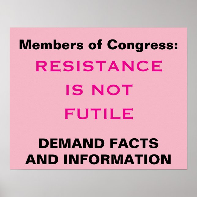 Póster Congress Resistance is Not Futile Facts Protest (Frente)