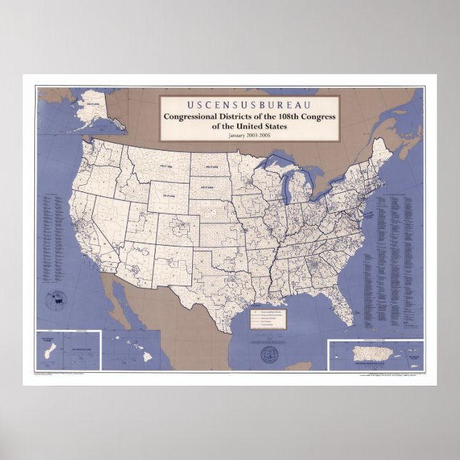 Póster Congressional Districts Of USA  Map (Frente)