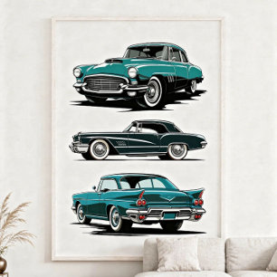 Póster Conjunto de 3 coches antiguos.