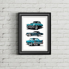Póster Conjunto de 3 coches antiguos.