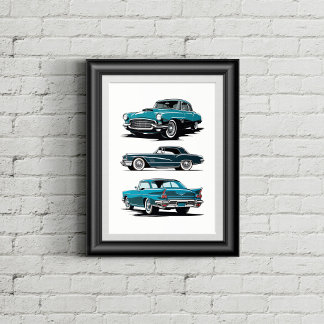 Póster Conjunto de 3 coches antiguos.