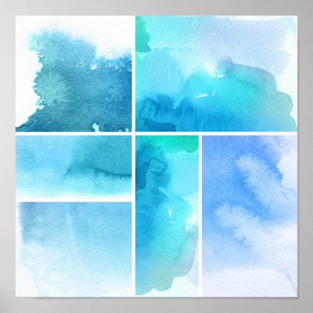 Póster Conjunto de acuarelas abstractas pintadas a mano 2 (Frente)