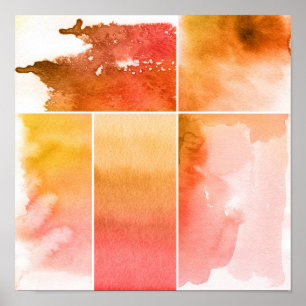 Póster Conjunto de acuarelas abstractas pintadas a mano 4