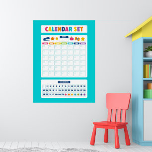 Póster Conjunto de calendario Kawaii lindo