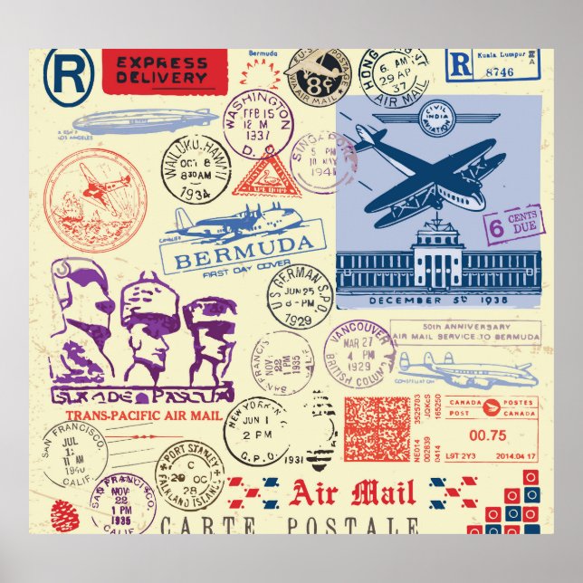 Póster Conjunto de decoradores de sellos de documentos de (Frente)