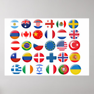 Póster Conjunto de iconos de países