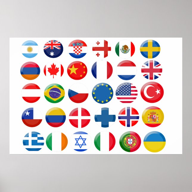 Póster Conjunto de iconos de países (Frente)