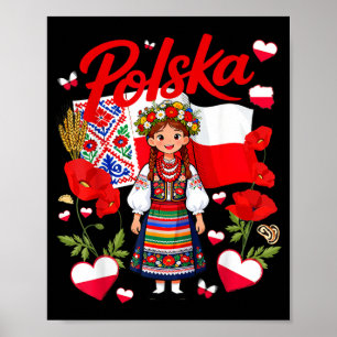 Póster Conjunto de la bandera polaca de Polska para mujer