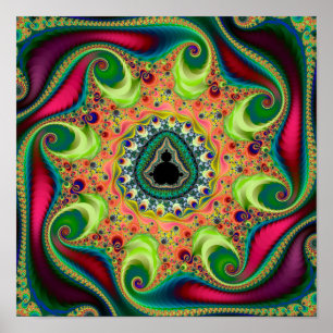 Póster Conjunto de Mandelbrot fractal psicodélico colorid