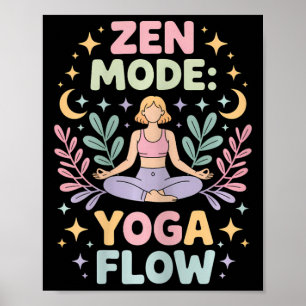 Póster Conjunto de Meditación Retro de Flujo de Yoga en M
