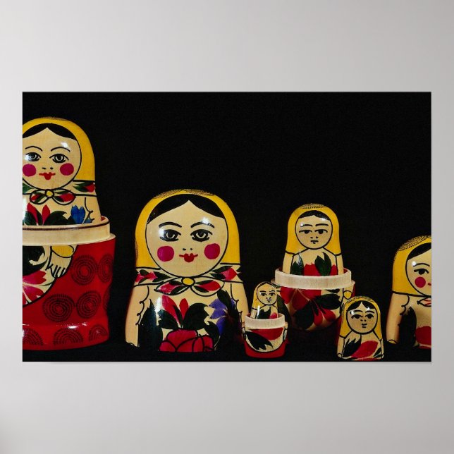 Póster Conjunto de muñecas rusas, pintura tradicional rus (Frente)