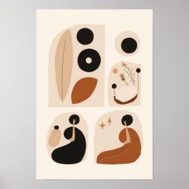 Póster Conjunto de pared de galería boho abstracta | Feme (Frente)