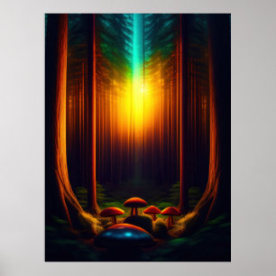 Póster Conjunto de Pósteres de Hongos de Fantasía Biolumi