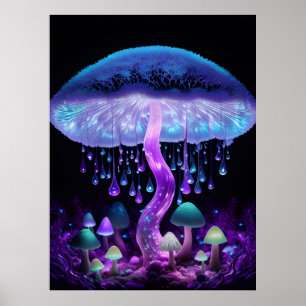 Póster Conjunto de Pósteres de Hongos de Fantasía Biolumi
