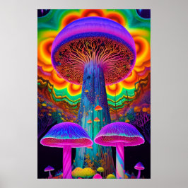 Póster Conjunto de Pósteres de Hongos de Fantasía Biolumi