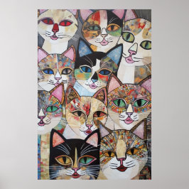 Póster Conjunto felino Kaleidoscópico