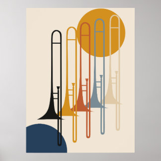 Póster Conjunto minimalista de trombones | Moderno de med