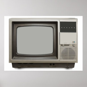 Póster conjunto vintage de televisión