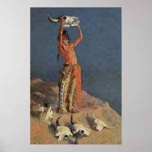 Póster Conjurando el búfalo por Frederic Remington