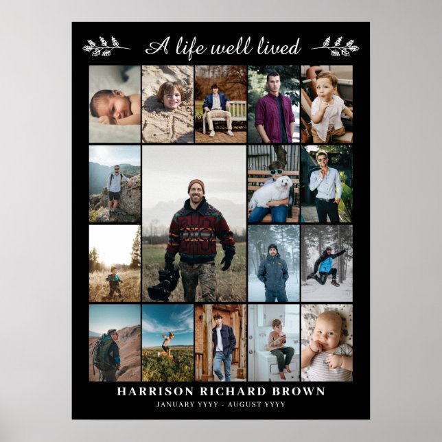 Póster conmemorativo de collage de 17 fotos Black  (Frente)