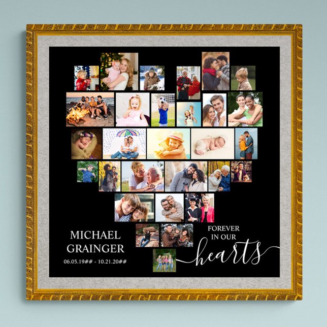 Póster conmemorativo de funeral con collage de fot (Funeral memorial poster to order professionally printed or as a printable digital download)
