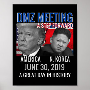 Póster Conmemorativo Trump Usa Jong Un N Korea Dmz Meetin