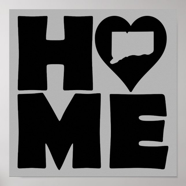 Póster Connecticut Home Heart State Poster Sign (Frente)