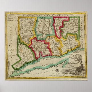 Póster Connecticut Map