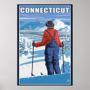 Póster ConnecticutSkier que admira la visión