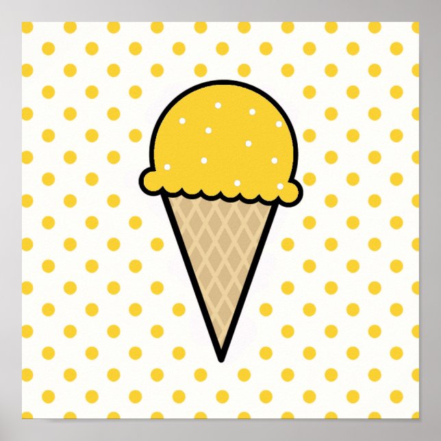 Póster Cono de crema de hielo amarillo (Frente)