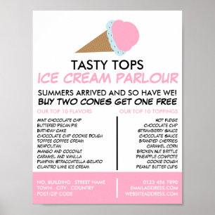 Póster Cono de helado, anuncio de salón de helados