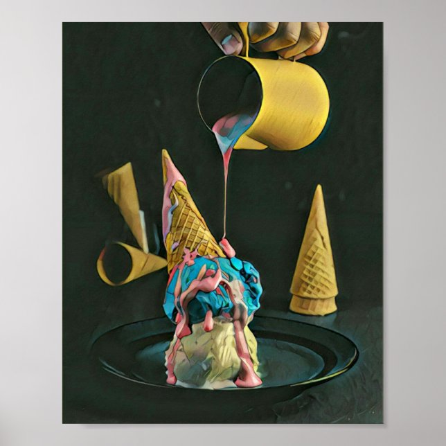 Póster Cono de helado de fresa (Frente)