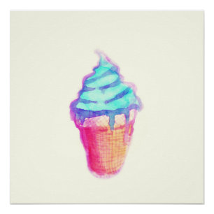Póster Cono de helado Drippy fresco enrrollado en