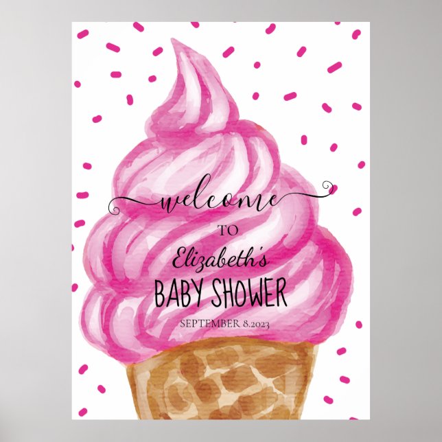 Póster Cono de helado dulces de confeti  (Frente)